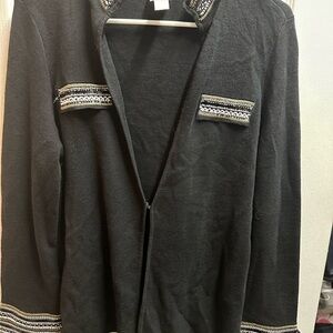 Chicos women's Black Sweater with Embroidered Accents size M/ NWOT A6